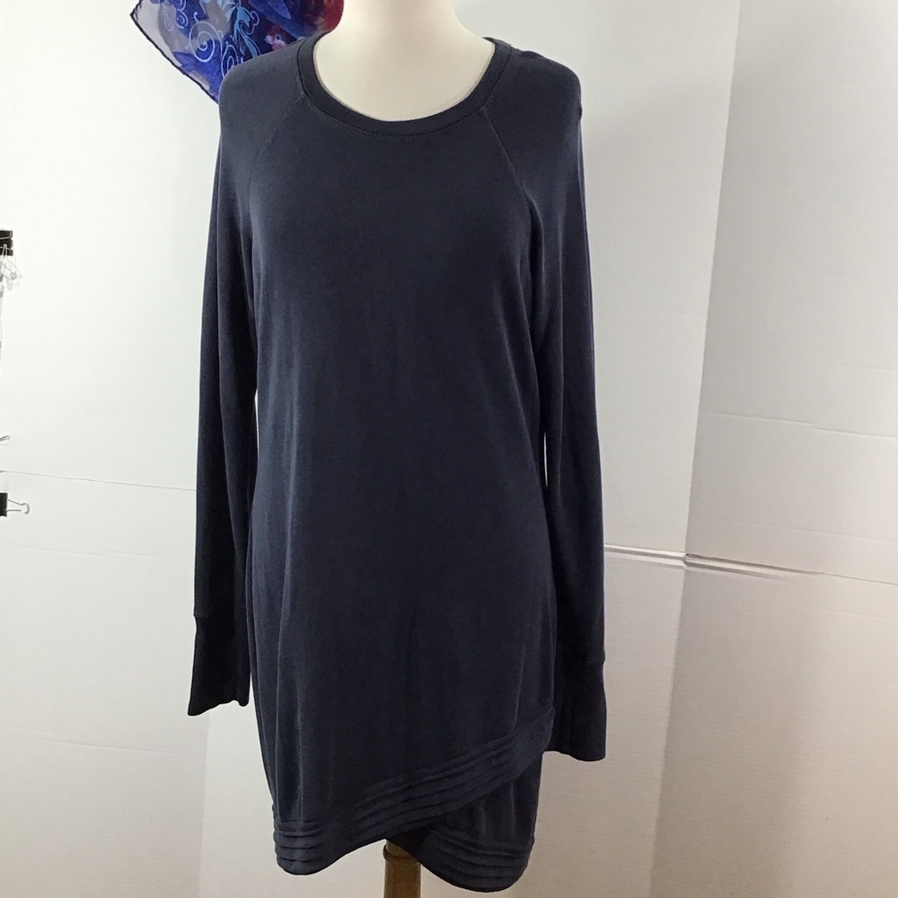 Athleta blue stretch Serenity criss cross knit dress or tunic top M